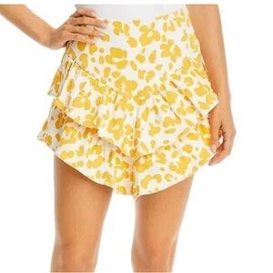 Mother The Ruffle Mini Skirt In Yellow Floral Leopard Size 25